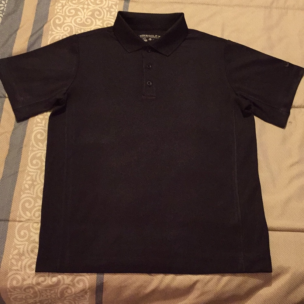Boys Nike Golf Dri-Fit medium black polo shirt